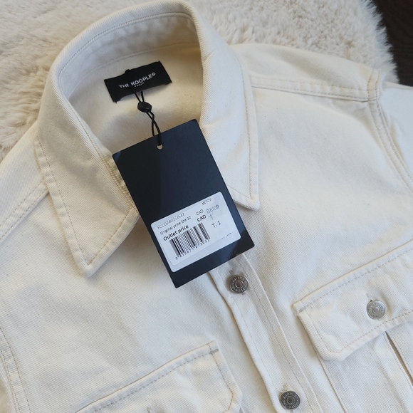 The Kooples Ecru Minimilist Lag & Look Denim Shacket - Picture 4 of 10